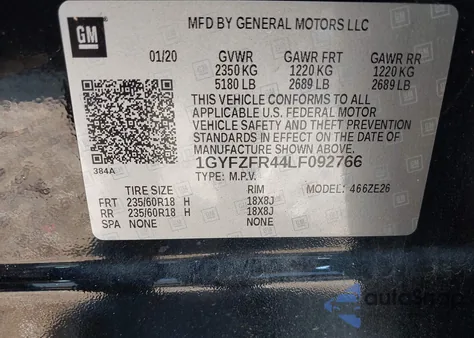 2020 Cadillac Xt4 Awd Sport z USA, uszkodzony, nr VIN 1GYFZFR44LF092766